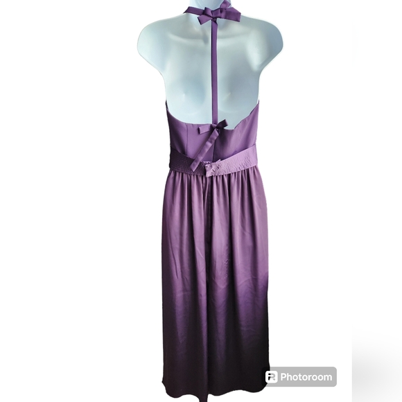 White By Vera Wang V Neck Halter Gown Dress Sash Bows Purple Size 6 - Picture 2 of 4